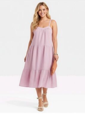 KNOX ROSE Tiered Midi Dress